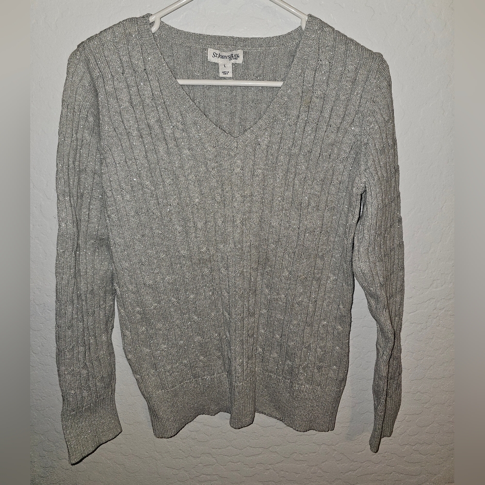 Large St. John's Bay sparkly gray sweater